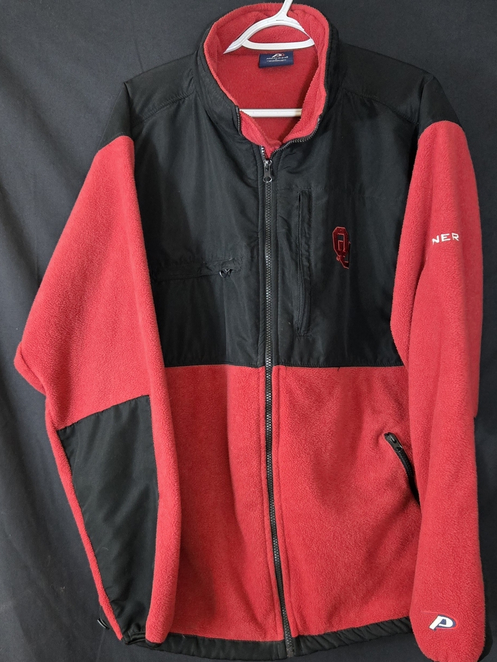 OU Red and Black Fleece Full-Zip Jacket - Performance Layer#676